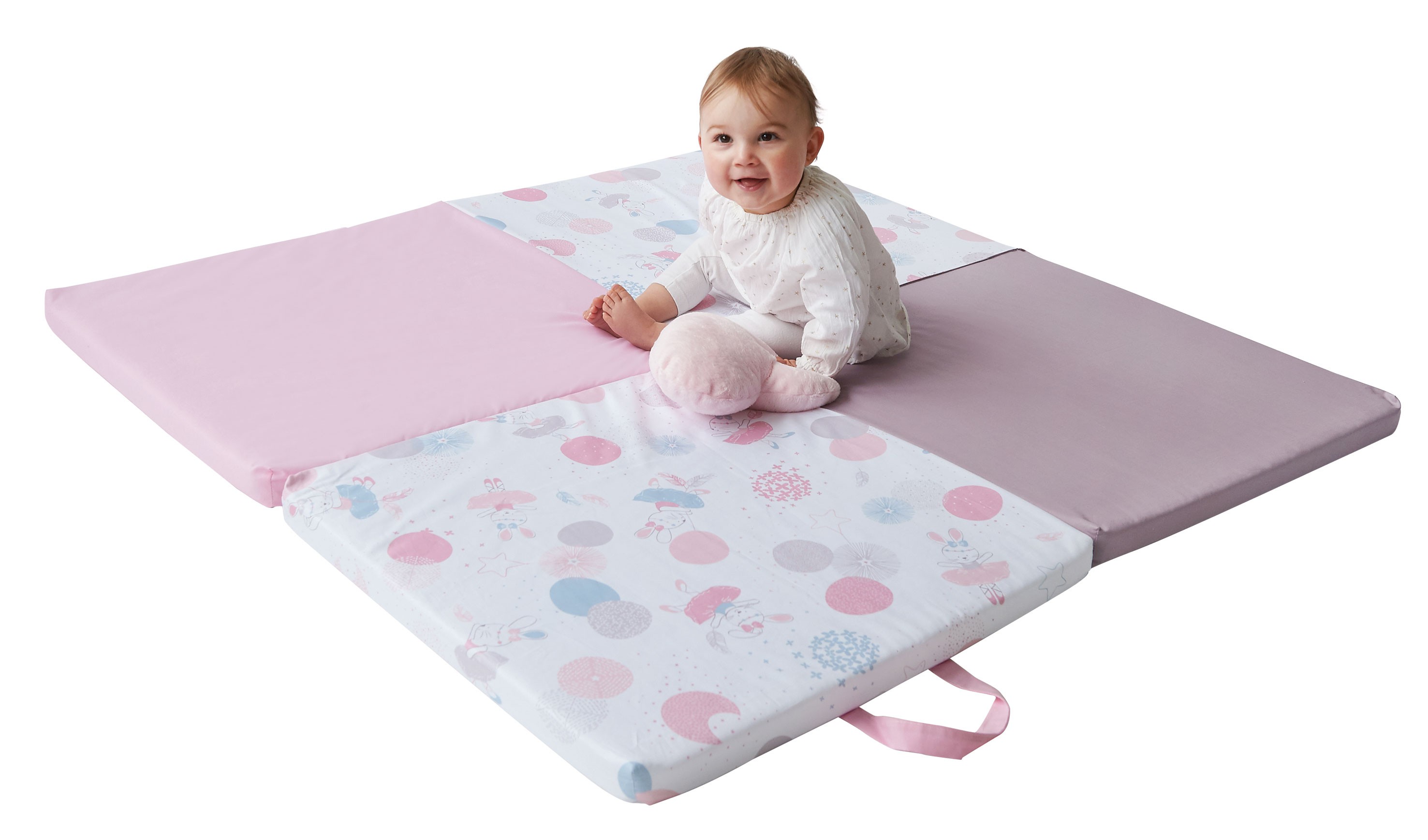 Tapis mousse puzzle pour enfants rose 120x120 cm